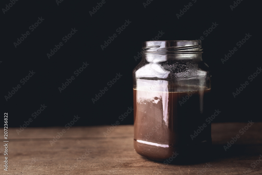 Black coffee in glass In low light Window light