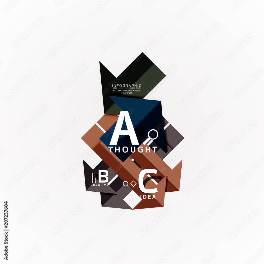 Abstract geometric option infographic banners, a b c steps process Abstract geometric option infographic banners, a b c steps process