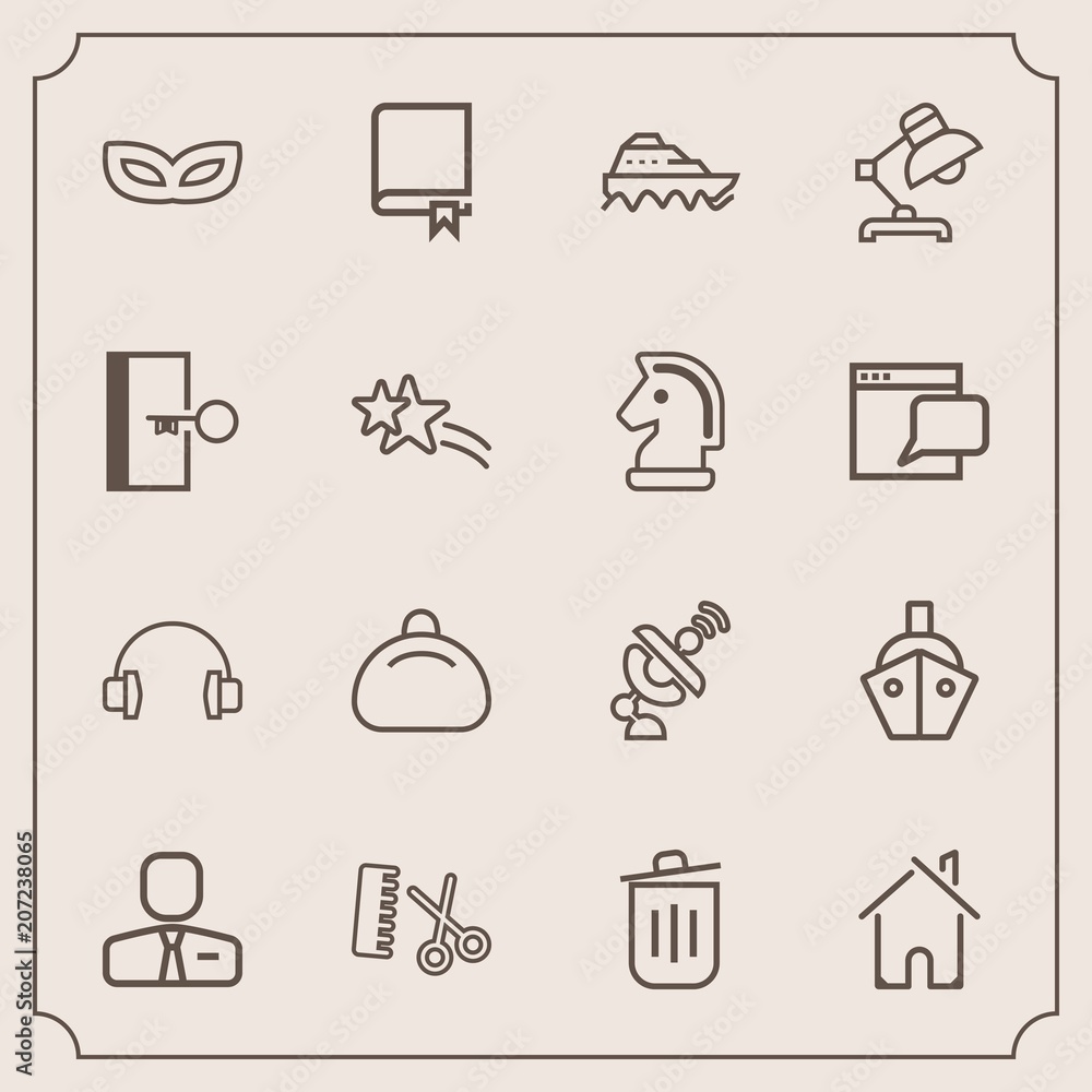 Modern, simple vector icon set with masquerade, satellite, sound, space, mask, hairdresser, home, study, employee, recycling, hair, education, bag, book, carnival, audio, library, trash, global icons Modern, simple vector icon set with masquerade, satellite, sound, space, mask, hairdresser, home, study, employee, recycling, hair, education, bag, book, carnival, audio, library, trash, global icons
