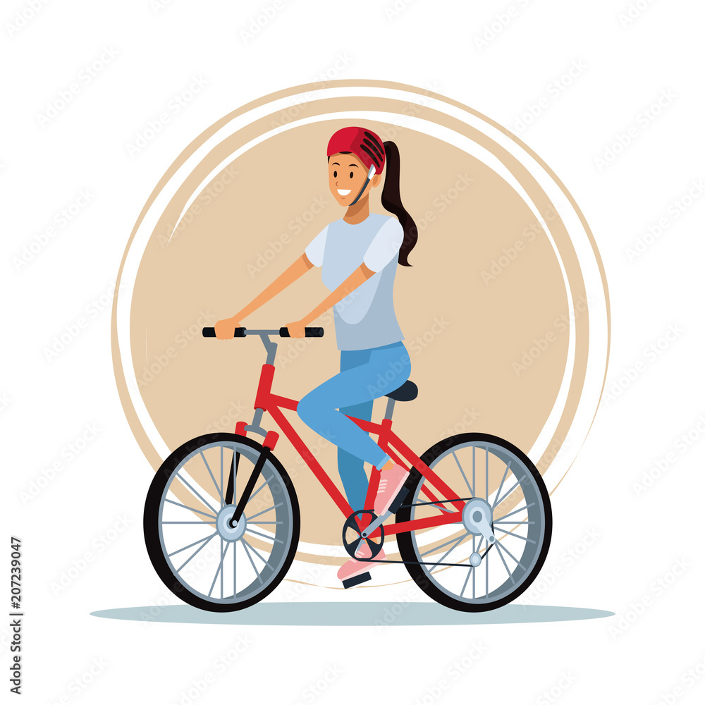 Woman riding a bike cartoon vector illustration graphic design Woman riding a bike cartoon vector illustration graphic design