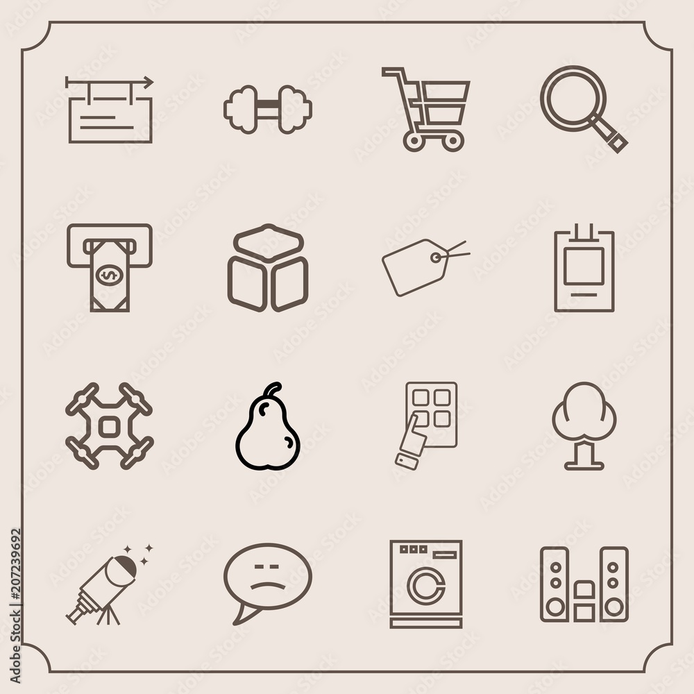 Modern, simple vector icon set with tree, mobile, housework, drone, audio, control, bubble, player, machine, exercise, device, trolley, workout, gym, star, sky, sound, astronomy, fitness, aerial icons Modern, simple vector icon set with tree, mobile, housework, drone, audio, control, bubble, player, machine, exercise, device, trolley, workout, gym, star, sky, sound, astronomy, fitness, aerial icons