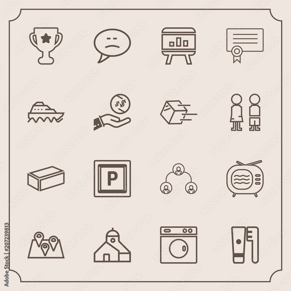 Modern, simple vector icon set with bubble, equipment, success, travel, brick, transport, brush, winner, template, certificate, map, pin, technology, diploma, first, award, washer, road, health icons Modern, simple vector icon set with bubble, equipment, success, travel, brick, transport, brush, winner, template, certificate, map, pin, technology, diploma, first, award, washer, road, health icons