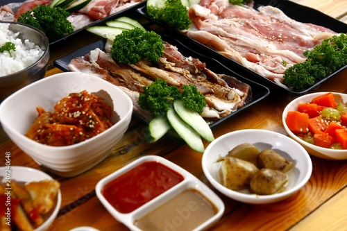 Fresh ingredients of a Korean dish