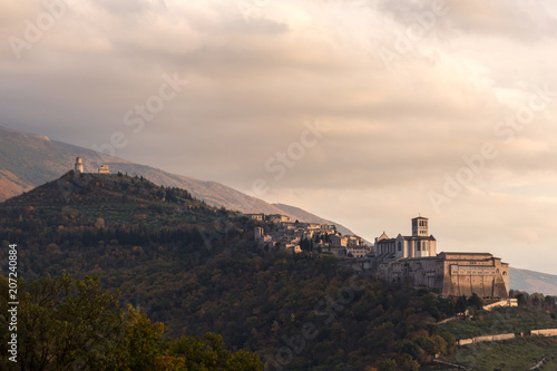 Beautiful view of Assisi town (Umbria) from an unusual place, wi photo