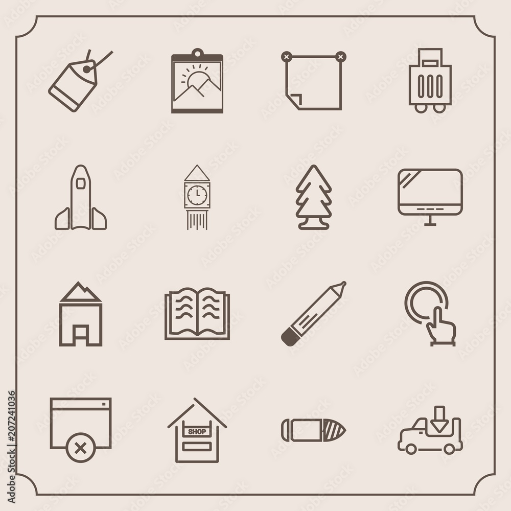 Modern, simple vector icon set with gun, house, hand, pencil, book, office, label, store, photo, stick, luggage, click, education, message, customer, truck, food, bullet, page, supermarket, sign icons Modern, simple vector icon set with gun, house, hand, pencil, book, office, label, store, photo, stick, luggage, click, education, message, customer, truck, food, bullet, page, supermarket, sign icons