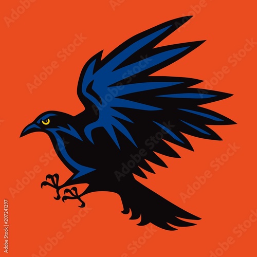 Raven Logo Angry Bird Sport Mascot. Vector illustration Design