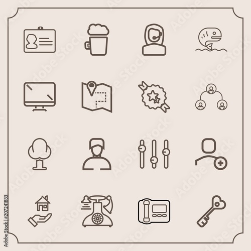 Modern, simple vector icon set with estate, environment, vintage, identification, forest, business, beer, security, man, bar, sign, boy, property, home, document, delete, tree, equality, center icons