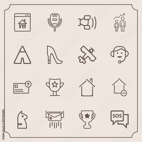 Modern, simple vector icon set with message, mail, strategy, personal, real, prize, chessboard, building, telephone, architecture, post, property, letter, technology, place, safety, game, horse icons