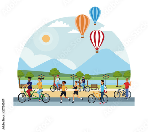 Empty nature park scenery at sunny day vector illustration graphic design