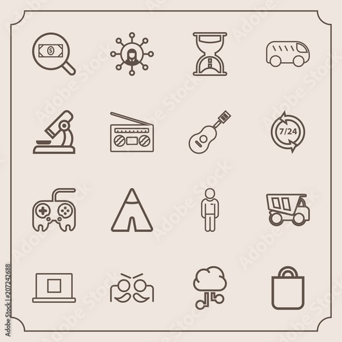 Modern  simple vector icon set with time  party  move  sand  button  vehicle  internet  gift  white  bus  web  truck  man  carnival  profile  tent  camp  network  celebration  sign  male  hour icons