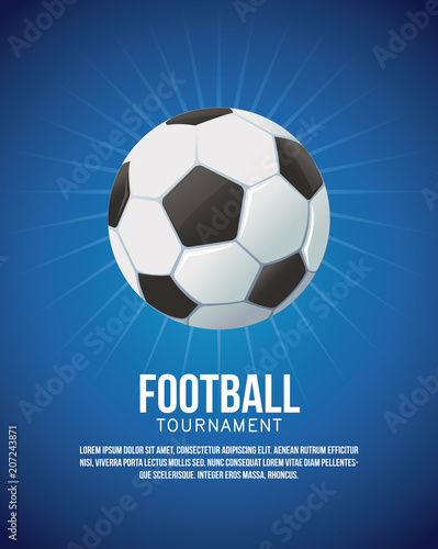 Football tournament banner with information over blue background vector illustration graphic design