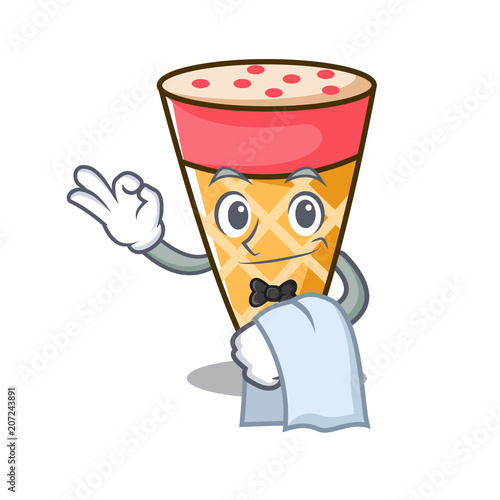 Waiter ice cream tone mascot cartoon