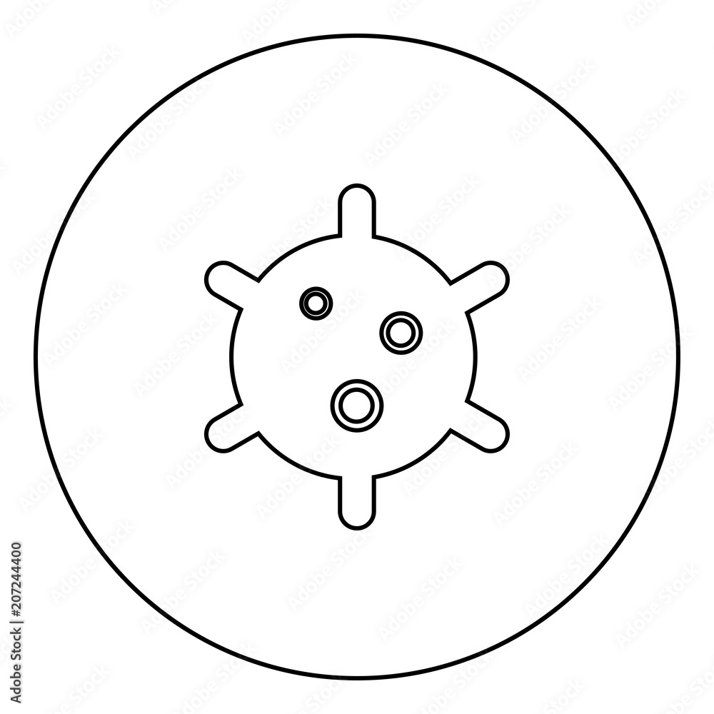 Virus black icon outline in circle image Virus black icon outline in circle image