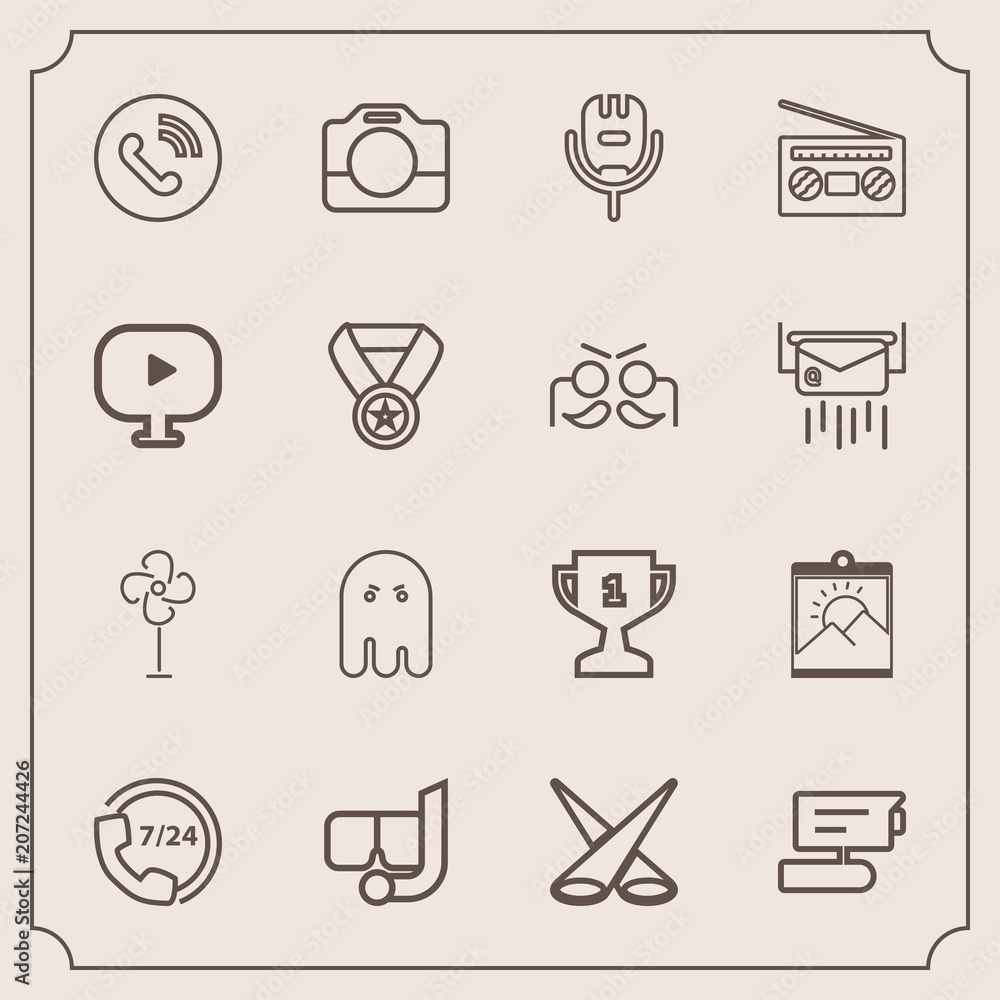 Modern, simple vector icon set with achievement, handle, background, music, first, ventilator, microphone, cooler, picture, film, light, scene, equipment, award, operator, help, circle, electric icons Modern, simple vector icon set with achievement, handle, background, music, first, ventilator, microphone, cooler, picture, film, light, scene, equipment, award, operator, help, circle, electric icons