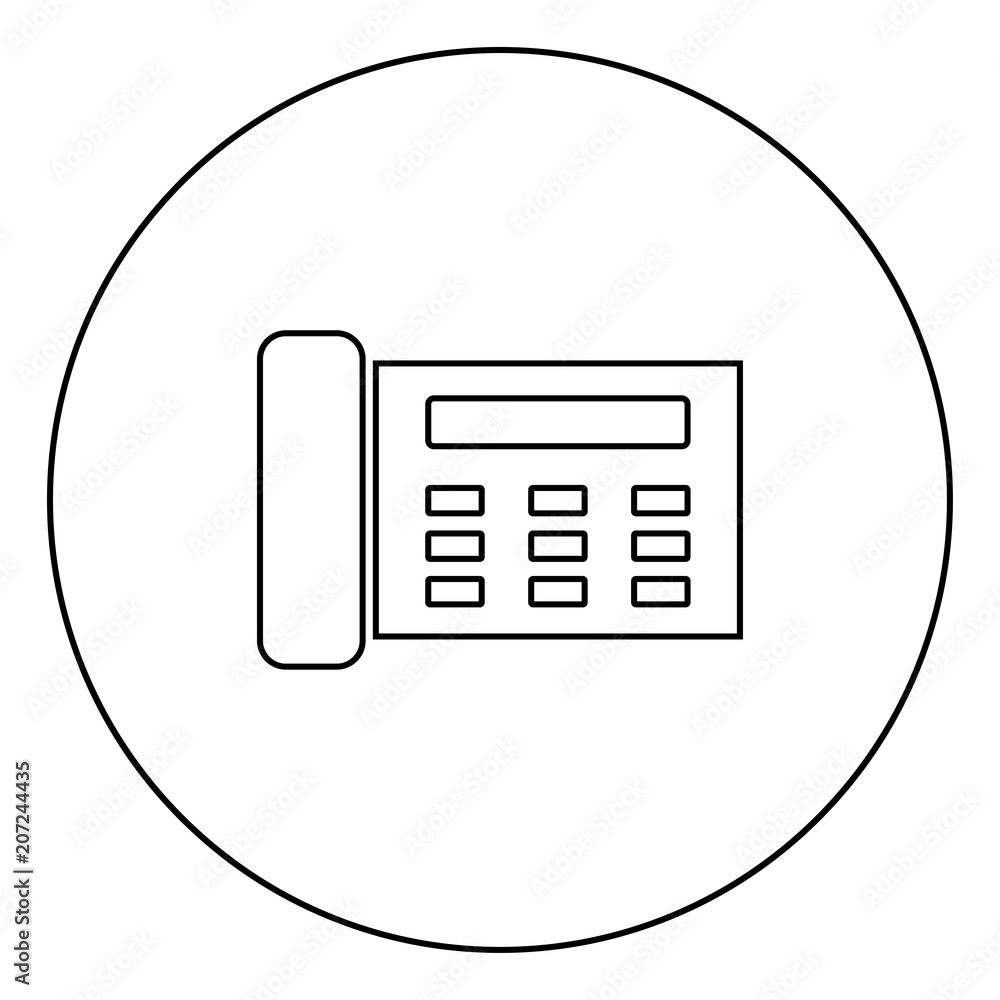 Fax black icon outline in circle image Fax black icon outline in circle image