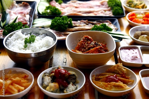 Fresh ingredients of a Korean dish