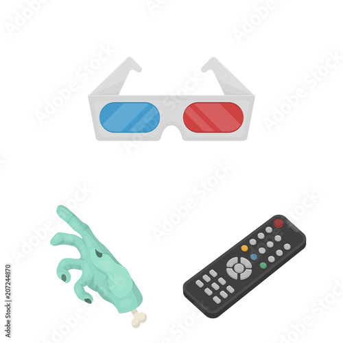 Films and cinema cartoon icons in set collection for design.Movies and Attributes vector symbol stock web illustration.