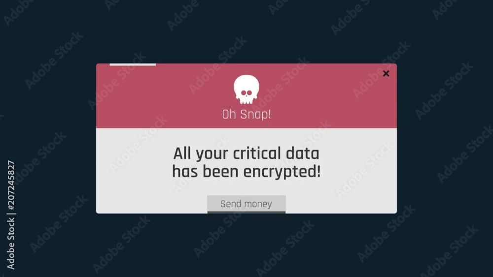 Your critical data has been encrypted warning message on screen, alert ...