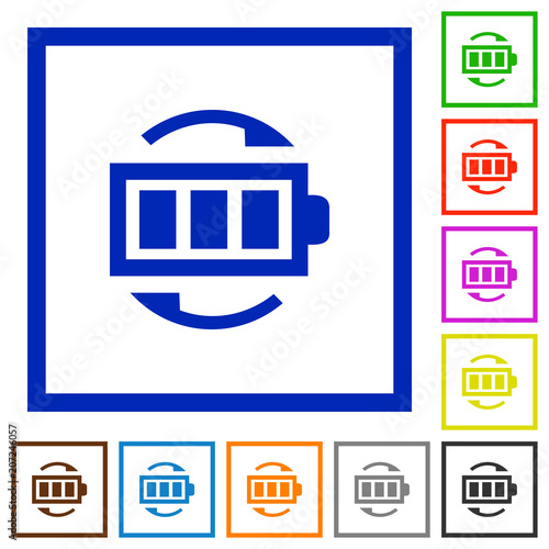 Rechargeable battery flat framed icons