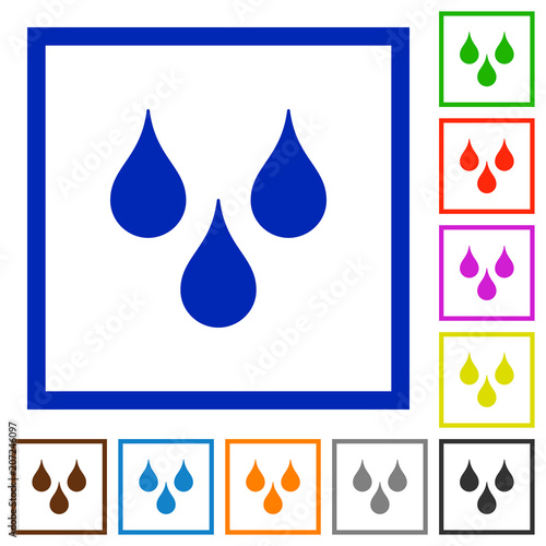 Water drops flat framed icons