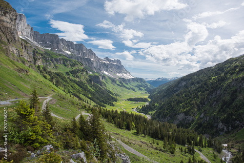 Klausenpass switzerland, mountain pass between Altdort, Uri and Linthal, Glarus with beautiful landscape photo