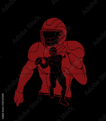 American Football player action, sport concept designed using geometric pattern graphic vector.