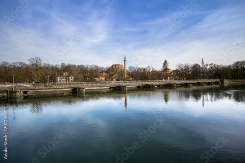View of Isar River in Munich, Germany