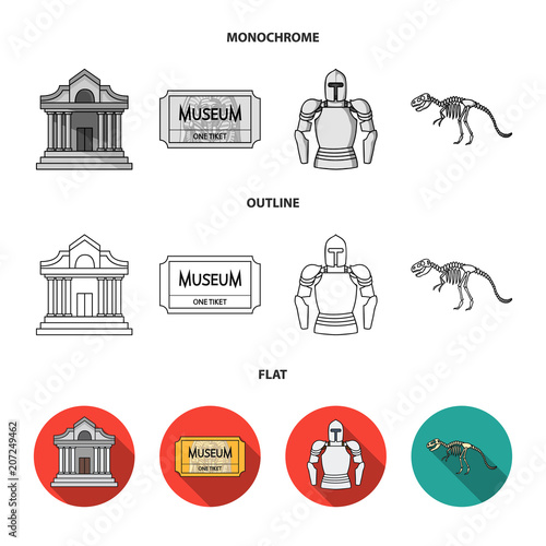Picture, sarcophagus of the pharaoh, walkie-talkie, crown. Museum set collection icons in flat,outline,monochrome style vector symbol stock illustration web.