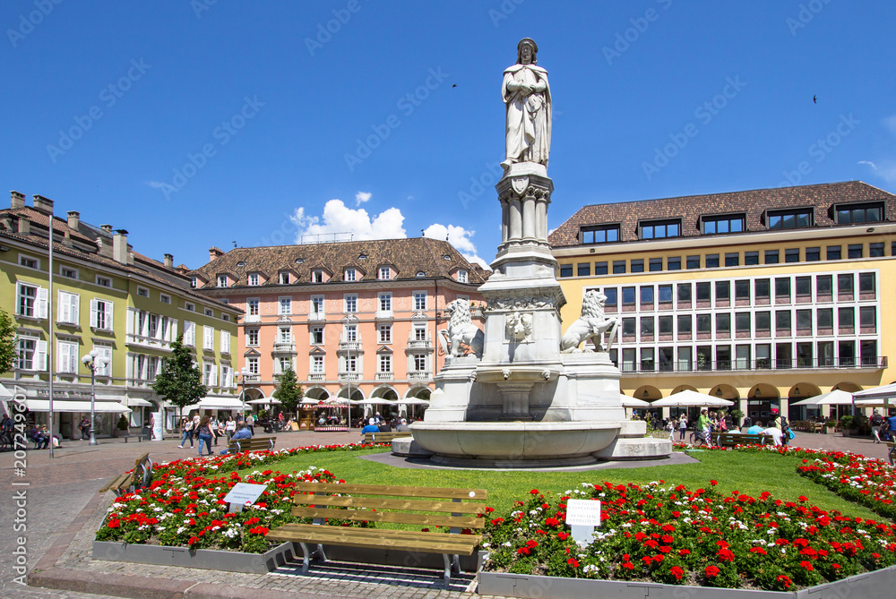 Bolzano city square, Italy - obrazy, fototapety, plakaty 
