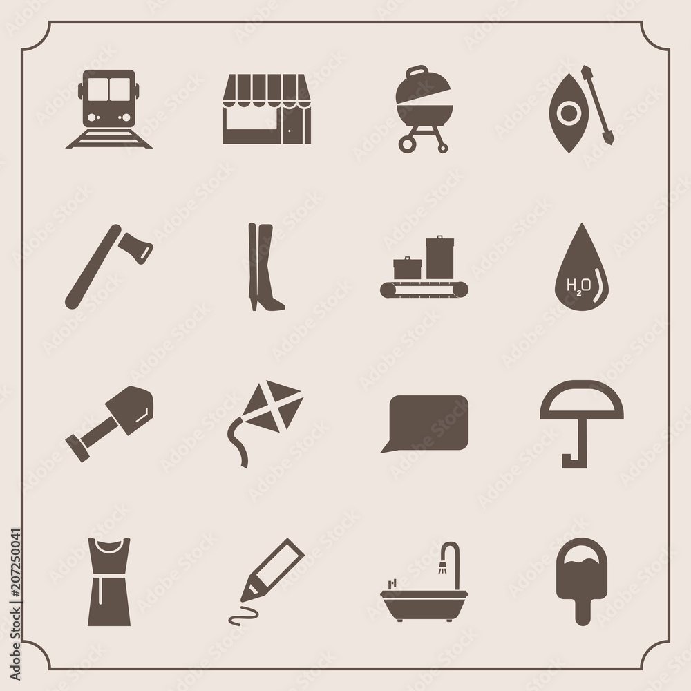 Modern, simple vector icon set with store, bag, weather, market, water, fashion, screwdriver, equipment, transportation, river, stationery, axe, activity, kayak, pen, sign, kite, toilet, talk icons Modern, simple vector icon set with store, bag, weather, market, water, fashion, screwdriver, equipment, transportation, river, stationery, axe, activity, kayak, pen, sign, kite, toilet, talk icons