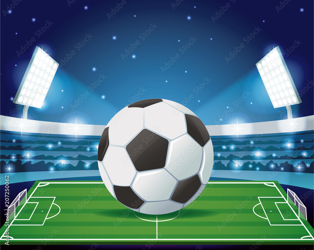 Naklejka premium Football stadium with fans graphic vector illustration graphic design