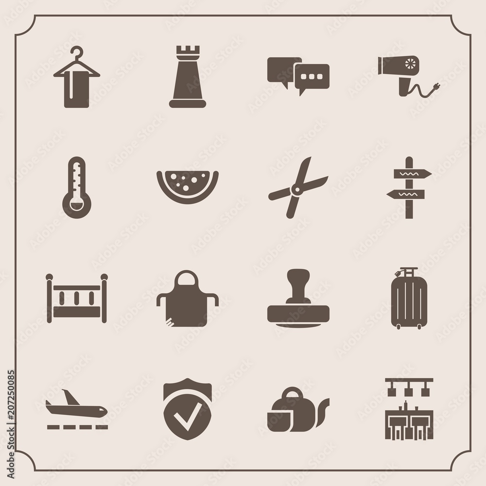 Modern, simple vector icon set with stamp, speech, cook, game, watermelon, bubble, hairdryer, apron, piece, mark, dryer, baby, pinafore, kitchen, strategy, thermometer, blow, clothing, security icons Modern, simple vector icon set with stamp, speech, cook, game, watermelon, bubble, hairdryer, apron, piece, mark, dryer, baby, pinafore, kitchen, strategy, thermometer, blow, clothing, security icons