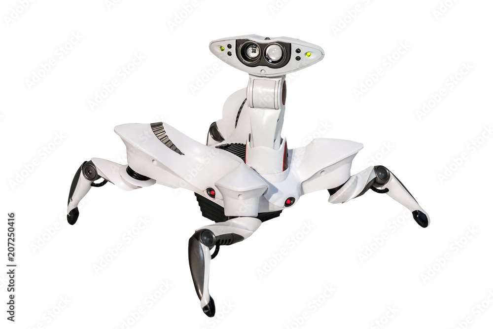 Robot spider isolated on white background. The concept of future and technology