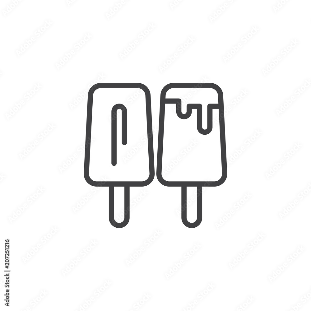 Two ice creams outline icon. linear style sign for mobile concept and web design. Popsicle ice simple line vector icon. Symbol, logo illustration. Pixel perfect vector graphics Two ice creams outline icon. linear style sign for mobile concept and web design. Popsicle ice simple line vector icon. Symbol, logo illustration. Pixel perfect vector graphics