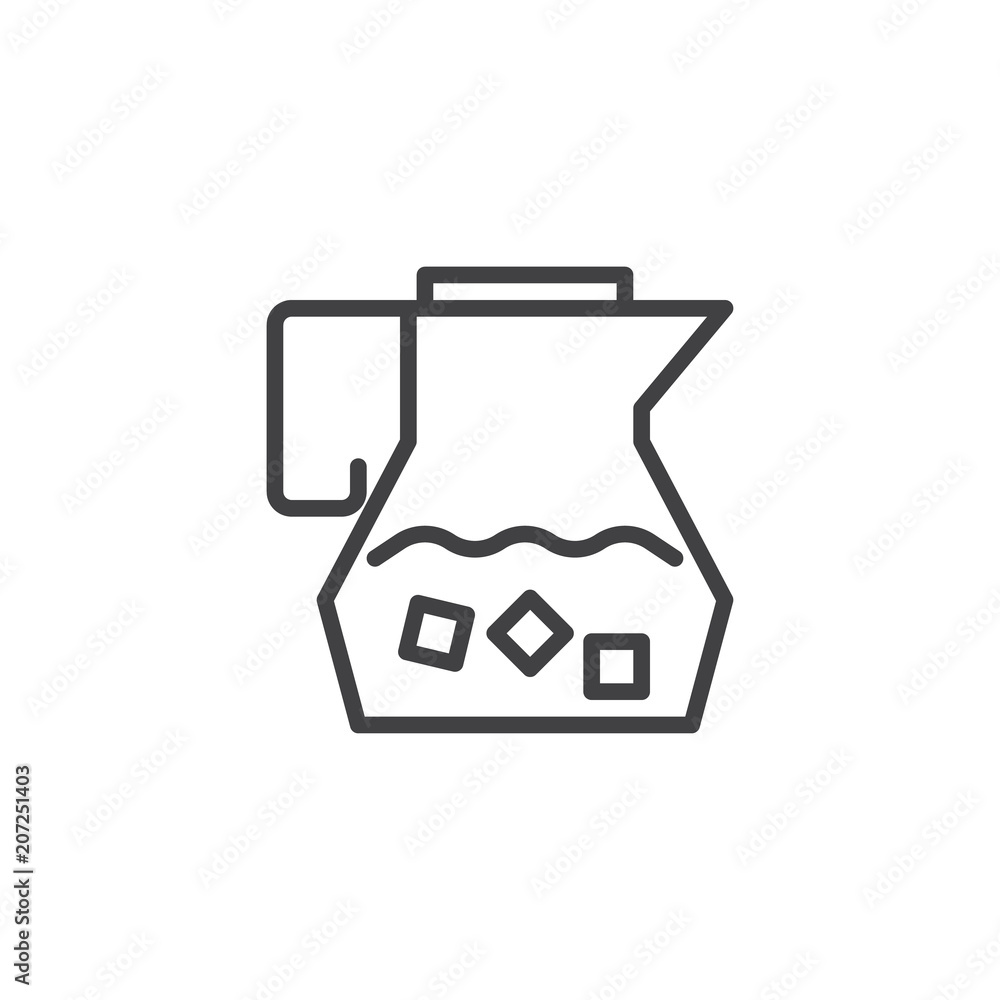 Ice lemonade pitcher outline icon. linear style sign for mobile concept and web design. Cold drink jug simple line vector icon. Symbol, logo illustration. Pixel perfect vector graphics Ice lemonade pitcher outline icon. linear style sign for mobile concept and web design. Cold drink jug simple line vector icon. Symbol, logo illustration. Pixel perfect vector graphics