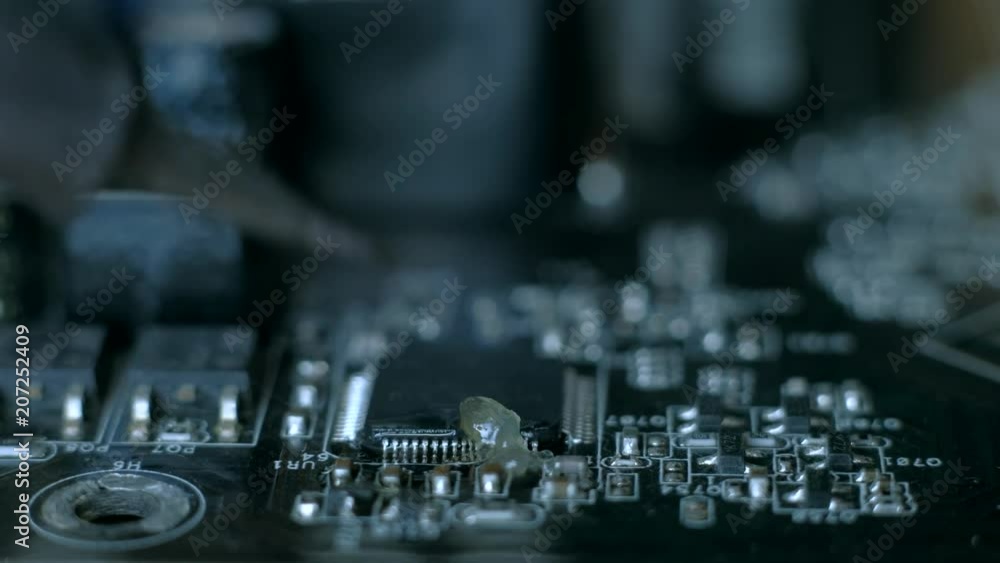 Electronic lab working place with soldering iron and circuit board. Electronic lab working place with soldering iron and circuit board.