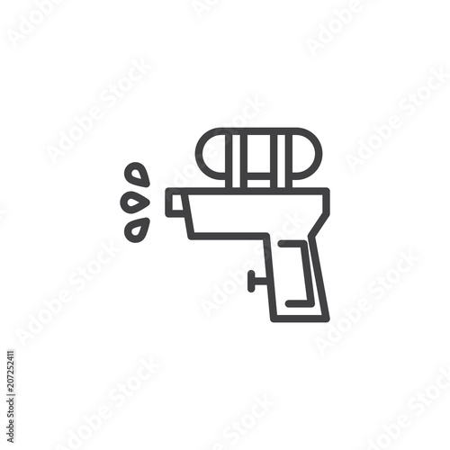Water gun outline icon. linear style sign for mobile concept and web design. plastic water pistol simple line vector icon. Symbol, logo illustration. Pixel perfect vector graphics