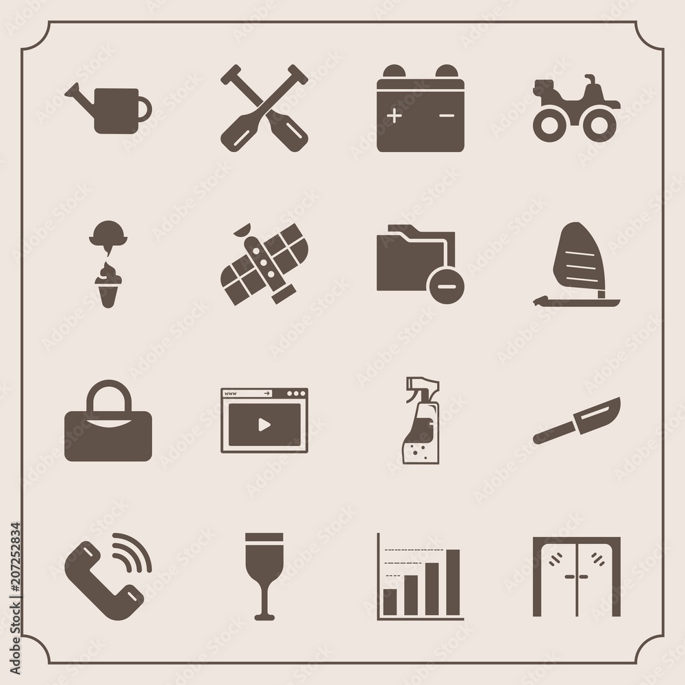 Modern, simple vector icon set with full, housework, glass, spray, red, architecture, equipment, web, knife, can, media, gardening, sign, restaurant, boat, paddle, wine, oar, alcohol, canoe, bag icons Modern, simple vector icon set with full, housework, glass, spray, red, architecture, equipment, web, knife, can, media, gardening, sign, restaurant, boat, paddle, wine, oar, alcohol, canoe, bag icons
