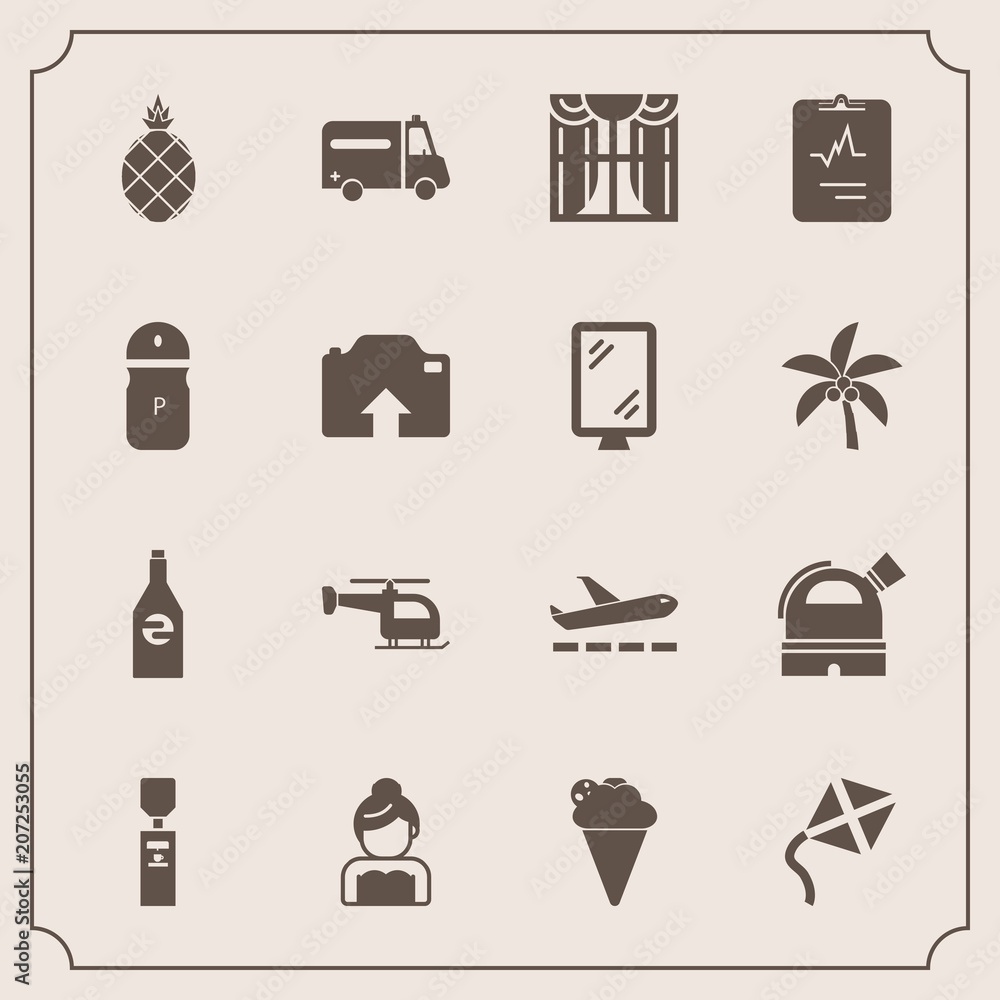 Modern, simple vector icon set with ambulance, couple, kite, observatory, beverage, bride, leisure, wedding, ice, water, exotic, pepper, love, curtain, bottle, transport, fresh, cream, tropical icons Modern, simple vector icon set with ambulance, couple, kite, observatory, beverage, bride, leisure, wedding, ice, water, exotic, pepper, love, curtain, bottle, transport, fresh, cream, tropical icons