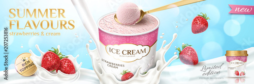 Strawberry ice cream cup