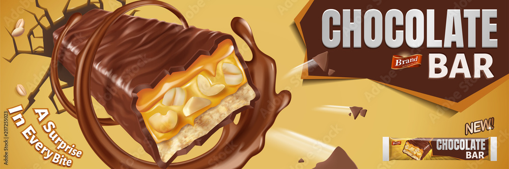 Chocolate bar with caramel and nuts Chocolate bar with caramel and nuts