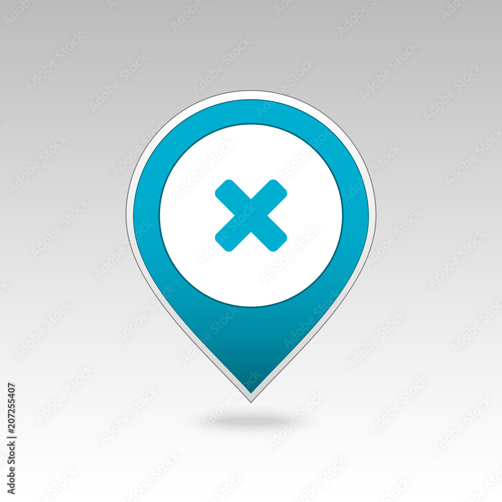 Obraz premium Delete pin map icon. Map pointer, markers.