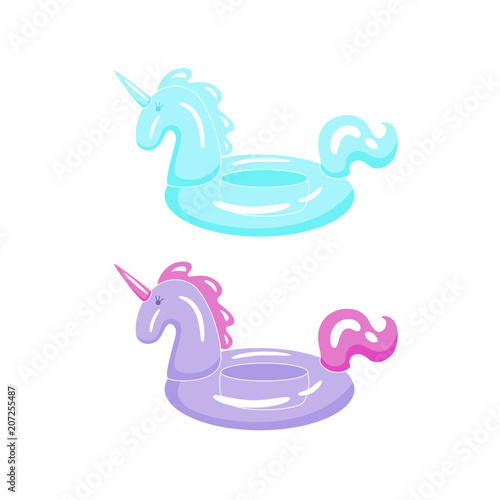 Inflatable unicorn float for swimming pool. Vector illustration isolated on white. © Ekaterina