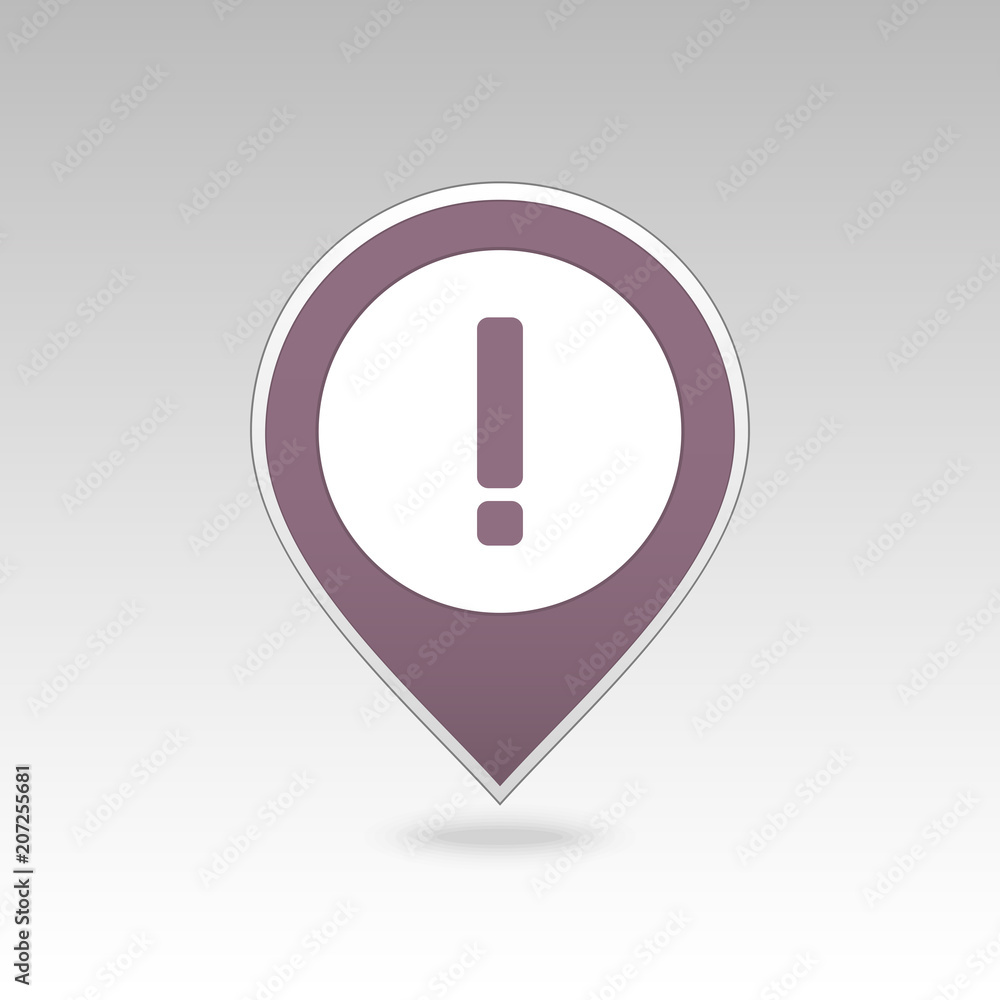 Warning attention, exclamation mark pin map icon Warning attention, exclamation mark pin map icon
