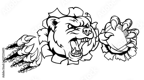 Bear American Football Ball Breaking Background