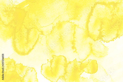 Great yellow watercolor background. Watercolor paints on a rough texture paper for desing, text and web.