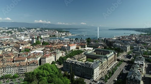 Geneva Switzerland 4k aerial video