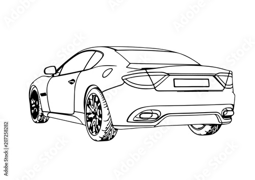 sketch sports car vector