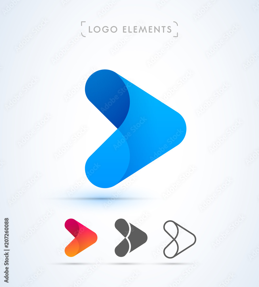 Arrow logo template. Vector abstract material design, flat and line style