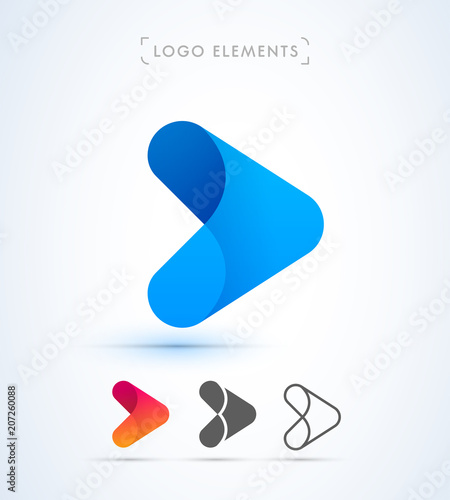 Arrow logo template. Vector abstract material design, flat and line style